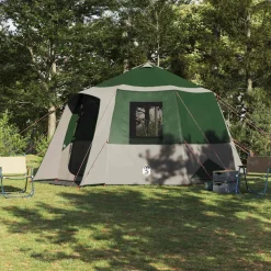 Outlet vidaXL Kabin tält 12-personer med tak och Vit 405 x 405 x 273 cm Grön