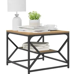vidaXL Kaffeebord Artisan Ek 51 x 50 x 40 cm Konstruerat trä och stål