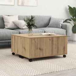 vidaXL Kaffeebord med låda Artisan Ek 75 x 75 x 38 cm Konstruerat trä