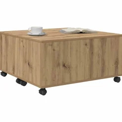 vidaXL Kaffeebord med låda Artisan Ek 75 x 75 x 38 cm Konstruerat trä
