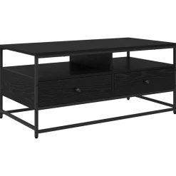 vidaXL Kaffeebord med låda Svart Ek 100 x 51 x 45 cm Konstruerat trä