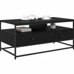vidaXL Kaffeebord med låda Svart Ek 100 x 51 x 45 cm Konstruerat trä