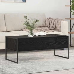 vidaXL Kaffeebord med låda Svart Ek 100 x 46 x 40 cm Konstruerat trä