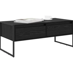 vidaXL Kaffeebord med låda Svart Ek 100 x 46 x 40 cm Konstruerat trä