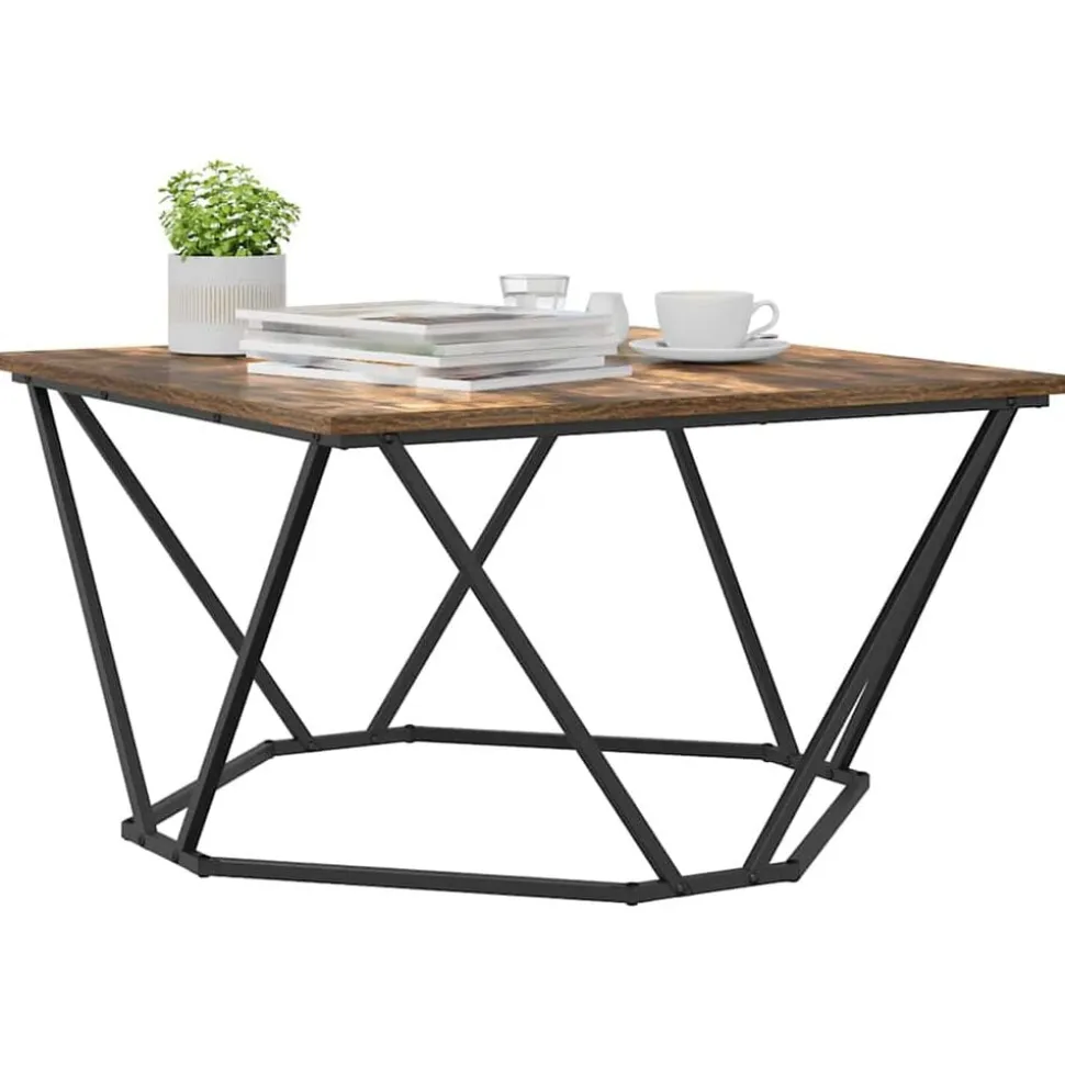 vidaXL Kaffeebord Rökt ek 80 x 80 x 45 cm Konstruerat trä och stål