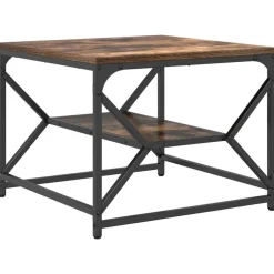 Hot vidaXL Kaffeebord Rökt ek 51 x 50 x 40 cm Konstruerat trä och stål Rökfärgad ek
