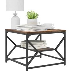 Hot vidaXL Kaffeebord Rökt ek 51 x 50 x 40 cm Konstruerat trä och stål Rökfärgad ek