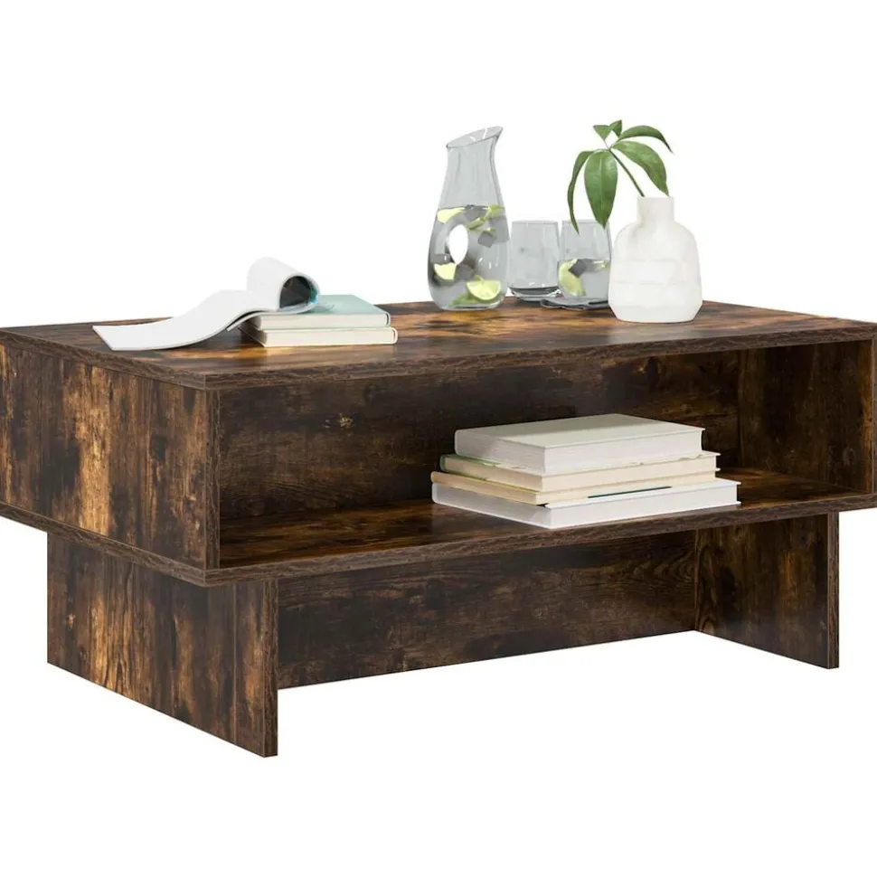 vidaXL Kaffeebord Rökt ek 80 x 46 x 35 cm Konstruerat trä