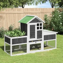 Best vidaXL Kaninbur 170x63x113 cm massiv furu Grå