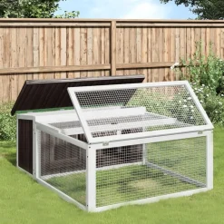 Best vidaXL Kaninbur 117,5x97x47,5 cm massiv furu Grå