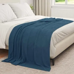 Discount vidaXL Kastfilt Mörkblå 210 x 140 cm Fleece Marinblå