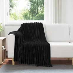 Hot vidaXL Kastfilt 150 x 130 cm Fleece Svart