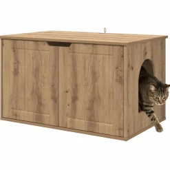 Clearance vidaXL Katt hus 85 x 55 x 50,5 cm Konstruerat trä artisan ek
