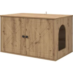 Clearance vidaXL Katt hus 85 x 55 x 50 cm Konstruerat trä artisan ek