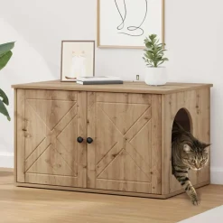 Clearance vidaXL Katt hus 85 x 55 x 50 cm Konstruerat trä artisan ek