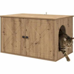 Clearance vidaXL Katt hus 85 x 55 x 50 cm Konstruerat trä artisan ek