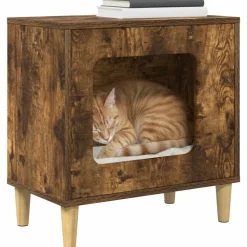 vidaXL Katt hus Rökt ek 51 x 30 x 52 cm Konstruerat trä