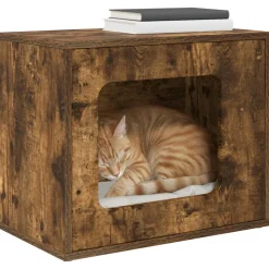 vidaXL Katt hus Rökt ek 51 x 30 x 42,5 cm Konstruerat trä