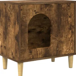 Best vidaXL Katt hus Rökt ek 51 x 30 x 52 cm Konstruerat trä Rökfärgad ek