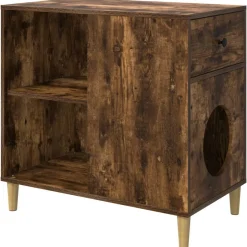 Outlet vidaXL Katt hus Rökt ek 72 x 42,5 x 70 cm Konstruerat trä Rökfärgad ek