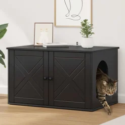 Hot vidaXL Katt hus 85 x 55 x 50,5 cm Konstruerat trä Svart