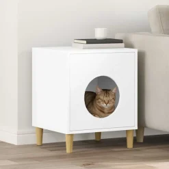 Online vidaXL Katt hus 42,5 x 40 x 53 cm Konstruerat trä Vit