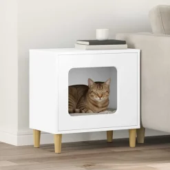Hot vidaXL Katt hus 51 x 30 x 52 cm Konstruerat trä Vit