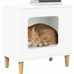 Hot vidaXL Katt hus 51 x 30 x 52 cm Konstruerat trä Vit