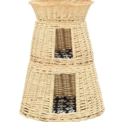 vidaXL Kattkorg 3 delar med dynor 47x34x60 cm naturlig pil Naturfärg