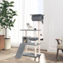 Hot vidaXL Katträd med klöspelare sisal 131 cm Ljusgrå