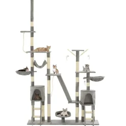 vidaXL Katträd med klöspelare i sisal 230-250 cm grå