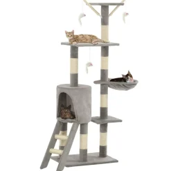 vidaXL Katträd med klöspelare i sisal 138 cm grå