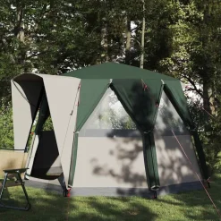 vidaXL Kådtält för 3 personer med tak Grön och Vit 320 x 320 x 203 cm