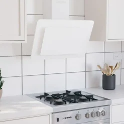 Best vidaXL Köksfläkt 60 cm rostfritt stål och härdat glas Vit