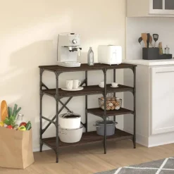 vidaXL Kökshylla brun ek 90x40x84 cm konstruerat trä och metall