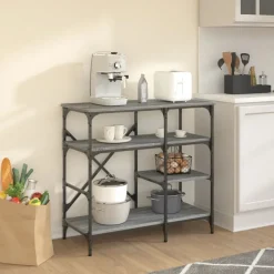 vidaXL Kökshylla grå sonoma 90x40x84 cm konstruerat trä och metall
