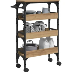vidaXL Köksvagn Artisan Ek 53 x 20 x 76 cm Konstruerat trä