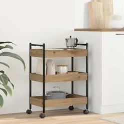 vidaXL Köksvagn Artisan Ek 50 x 30 x 70 cm Konstruerat trä