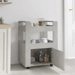 vidaXL Köksvagn betonggrå 60x45x80 cm konstruerat trä