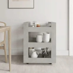 vidaXL Köksvagn betonggrå 60x45x80 cm konstruerat trä