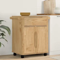 vidaXL Köksvagn FLORO Vaxbrun 72,5 x 45 x 80 cm Massiv furu