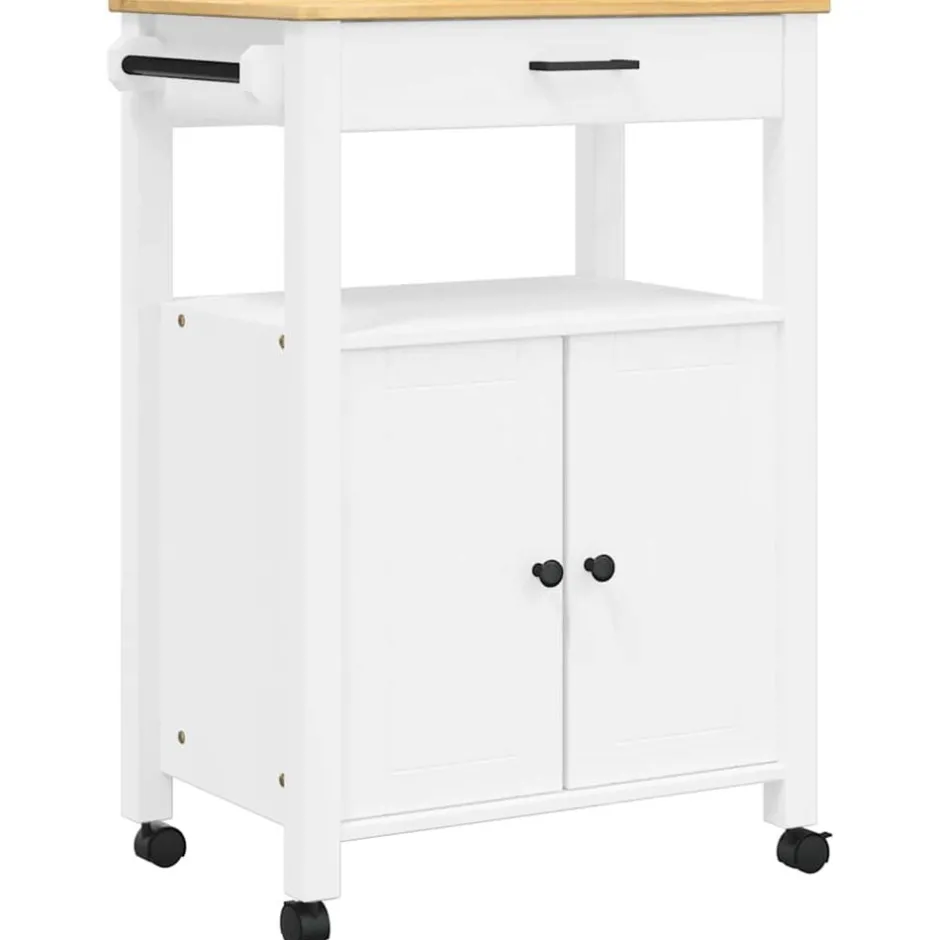 Clearance vidaXL Köksvagn MONZA 60x40x88,5 cm massivt furu Vit