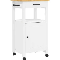 Clearance vidaXL Köksvagn MONZA 48x40x88,5 cm massivt furu Vit
