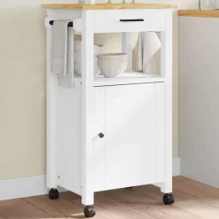 Clearance vidaXL Köksvagn MONZA 48x40x88,5 cm massivt furu Vit