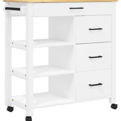 vidaXL Köksvagn MONZA 84x40x88,5 cm massivt furu