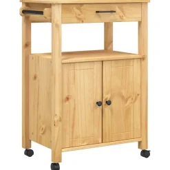 Outlet vidaXL Köksvagn MONZA 60x40x88,5 cm massivt furu Brun