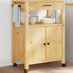 Outlet vidaXL Köksvagn MONZA 60x40x88,5 cm massivt furu Brun