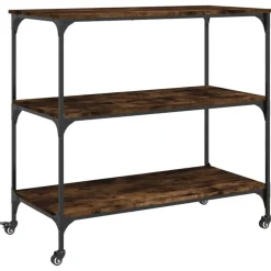 vidaXL Köksvagn rökfärgad ek 102x50x95 cm konstruerat trä