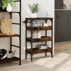 vidaXL Köksvagn rökfärgad ek 53x20x76 cm konstruerat trä
