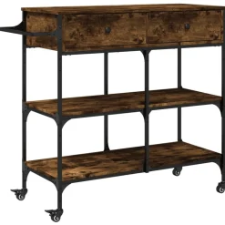 vidaXL Köksvagn rökfärgad ek 105x42x95 cm konstruerat trä